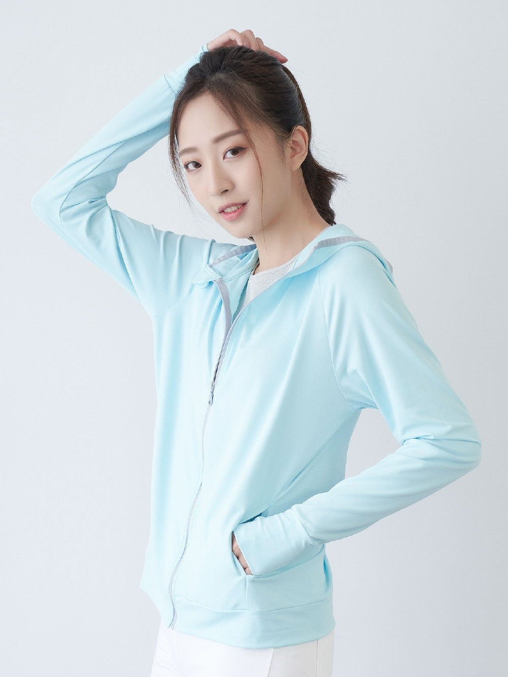 貝柔upf50 光肌美顏涼感防曬外套 湖綠 貝柔 台灣織造 幸福棉品