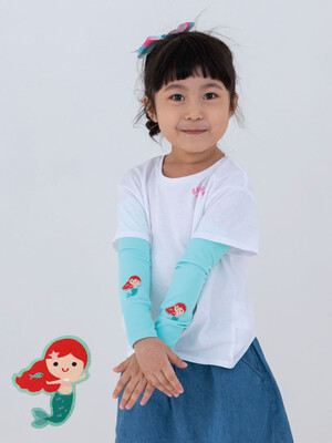 貝柔UPF50+兒童高效涼感防蚊抗UV袖套-美人魚(貼布繡)