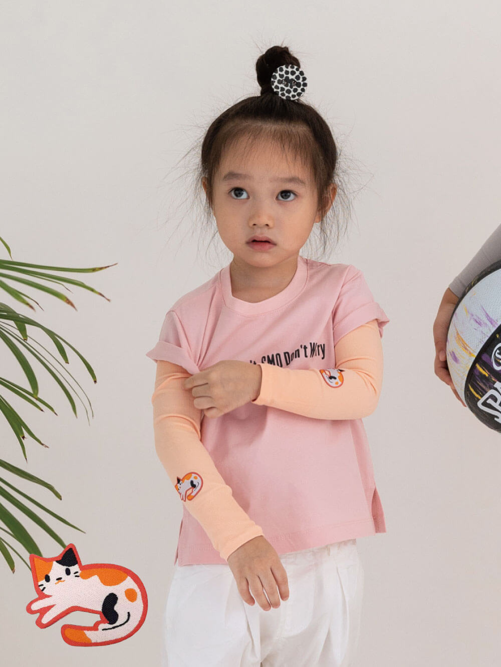 貝柔UPF50+兒童高效涼感防蚊抗UV袖套-小貓(貼布繡)