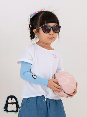 貝柔UPF50+兒童高效涼感防蚊抗UV袖套-企鵝(貼布繡)