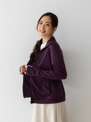 貝柔UPF50+高透氣防曬顯瘦外套-女立領深紫