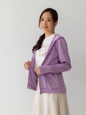 貝柔UPF50+高透氣防曬顯瘦外套-女連帽粉紫