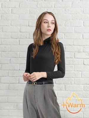貝柔Tencel炙能發熱衣_女高領(黑)
