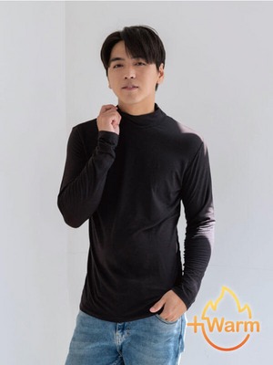 貝柔Tencel炙能發熱衣_男半高領(黑色)