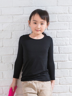 貝柔Tencel機能保暖發熱衣_兒童圓領(黑)