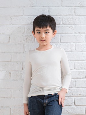 貝柔Tencel機能保暖發熱衣_兒童圓領(米白)