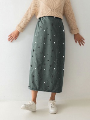 貝柔印花保暖刷毛防雨防風裙-黑熊