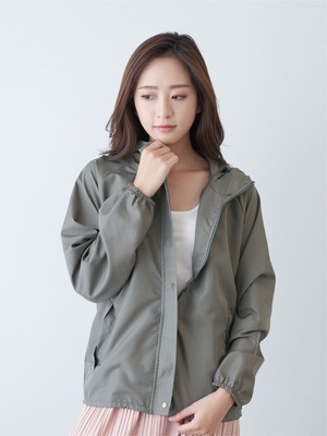 貝柔防潑水輕風衣(女)_軍綠
