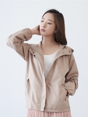 貝柔防潑水輕風衣(女)_卡其