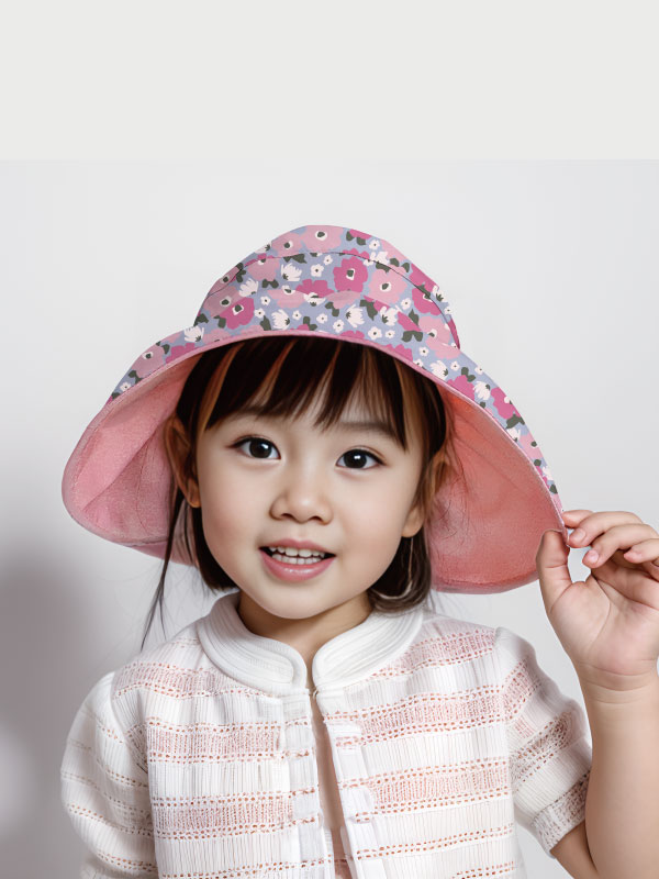 貝柔UPF50+透氣遮陽2用空心帽-花朵(兒童親子)