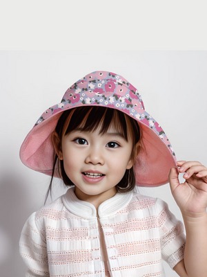 貝柔UPF50+透氣遮陽2用空心帽-花朵(兒童親子)