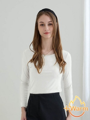 貝柔Tencel炙能發熱衣_女圓領(米白)