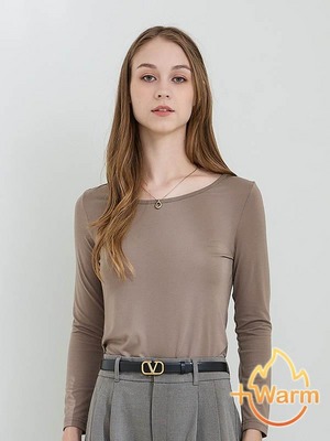 貝柔Tencel炙能發熱衣_女圓領(咖啡)