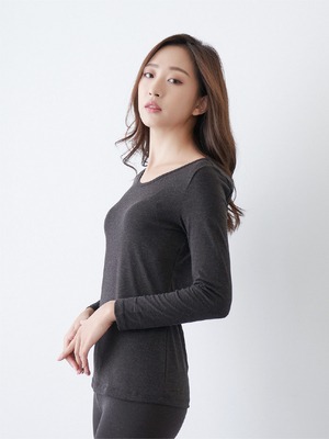 貝柔EKS重效機能保暖發熱衣_女圓領(黑)