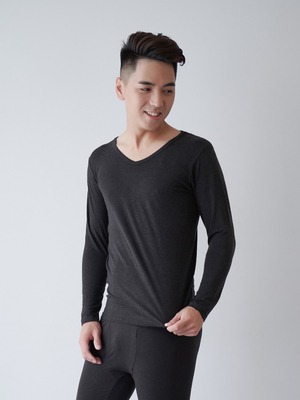 貝柔EKS重效機能保暖發熱衣_男V領(黑)