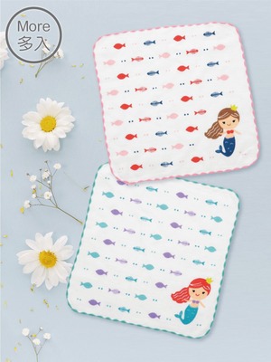 貝柔(3入)純棉抗菌紗布小方巾_美人魚