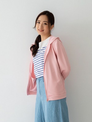 貝柔UPF50+高透氣防曬顯瘦外套-女連帽淺粉