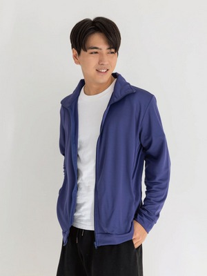 貝柔UPF50+高透氣防曬顯瘦外套-男立領丈青