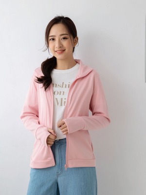 貝柔UPF50+高透氣防曬顯瘦外套-女立領淺粉