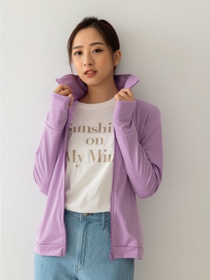 貝柔UPF50+高透氣防曬顯瘦外套-女立領粉紫
