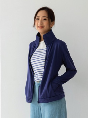 貝柔UPF50+高透氣防曬顯瘦外套-女立領丈青