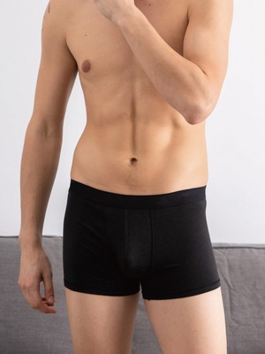 貝柔天絲棉舒膚平衡男平口褲-黑色(新)