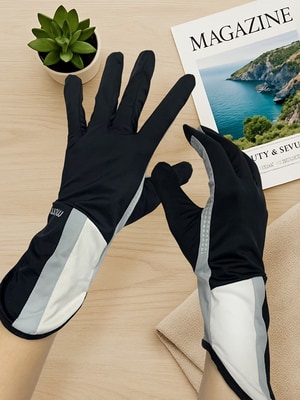 貝柔雲朵冰晶UV涼感止滑手套-拼色款