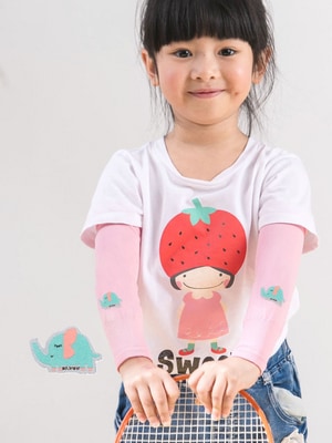 貝柔UPF50+兒童高效涼感防蚊抗UV袖套-小象(貼布繡)