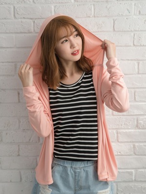 貝柔日本水潤白抗UV保濕防曬外套-粉嫩橘