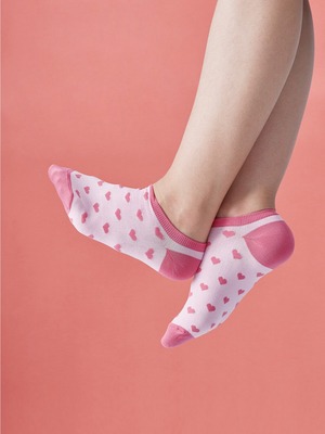 貝柔涼感夏日少女船襪-愛心