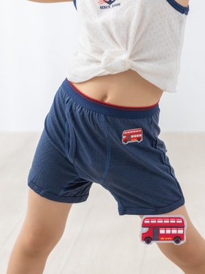 貝柔天絲棉舒膚平衡童男平口褲-貼布繡巴士