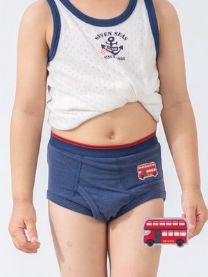 貝柔天絲棉舒膚平衡童男三角褲-貼布繡巴士