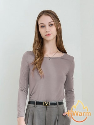 貝柔Tencel炙能發熱衣_女圓領(燕麥奶)