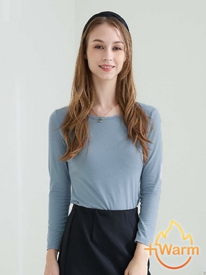 貝柔Tencel炙能發熱衣_女圓領(松煙灰)