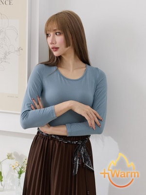 貝柔Tencel炙能發熱衣_女圓領(松煙灰)