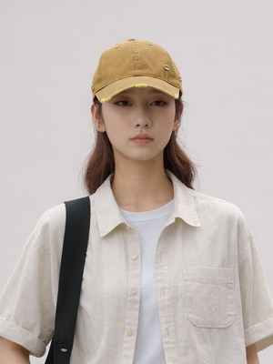 韓系水洗刷破毛邊棒球帽 (男女通用款)