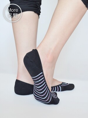 貝柔(6雙)吸濕速乾足底止滑襪套-氣質條紋