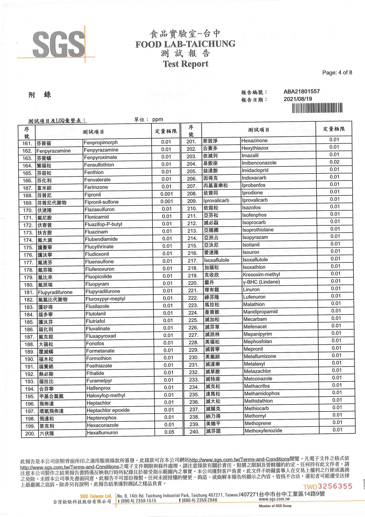 忍冬蟲草蜜精萃-380項農藥-均未檢出_page-0004