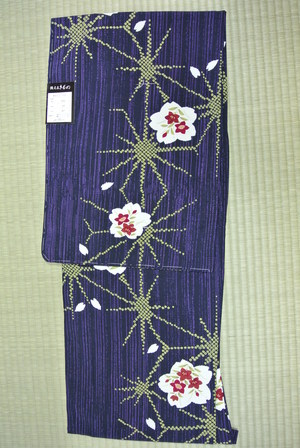 秋冬小紋-深紫直條鹿子紋
