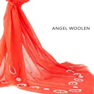 【Angel Woolen】精緻串珠 印度pashmina精緻手工羊絨流蘇披肩 僅剩件數紅1