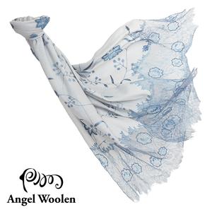 【Angel Woolen】曼妙舞姿印度手工cashmere蕾絲披肩-典雅藍