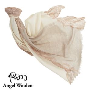 【Angel Woolen】時間秘境印度手工cashmere蕾絲披肩-米駝