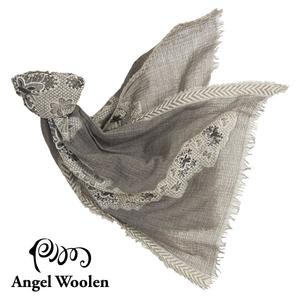 【Angel Woolen】蝶舞印度手工刺繡羊毛披肩-灰