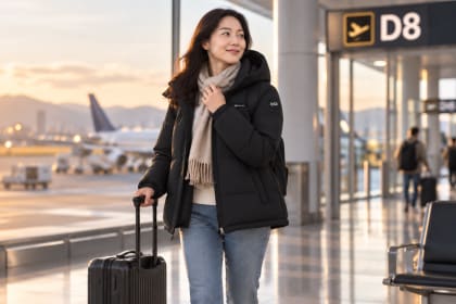 別再為旅途忽冷忽熱煩惱：連帽羽絲絨衣穿搭指南