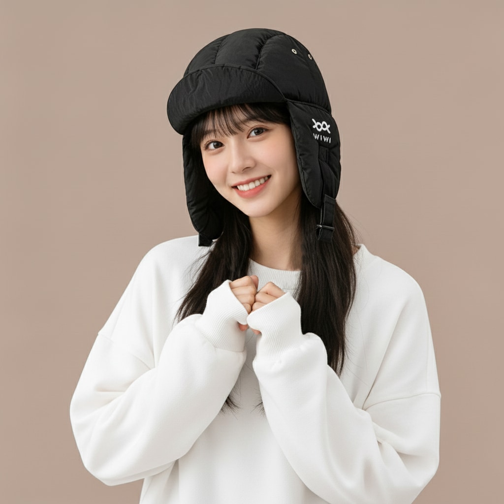 防潑水羽絲絨護耳帽