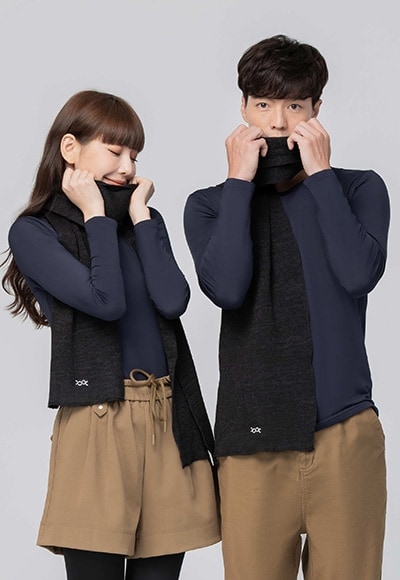 MIT遠紅外線溫灸長版發熱圍巾(經典黑 中性F)第1張小圖