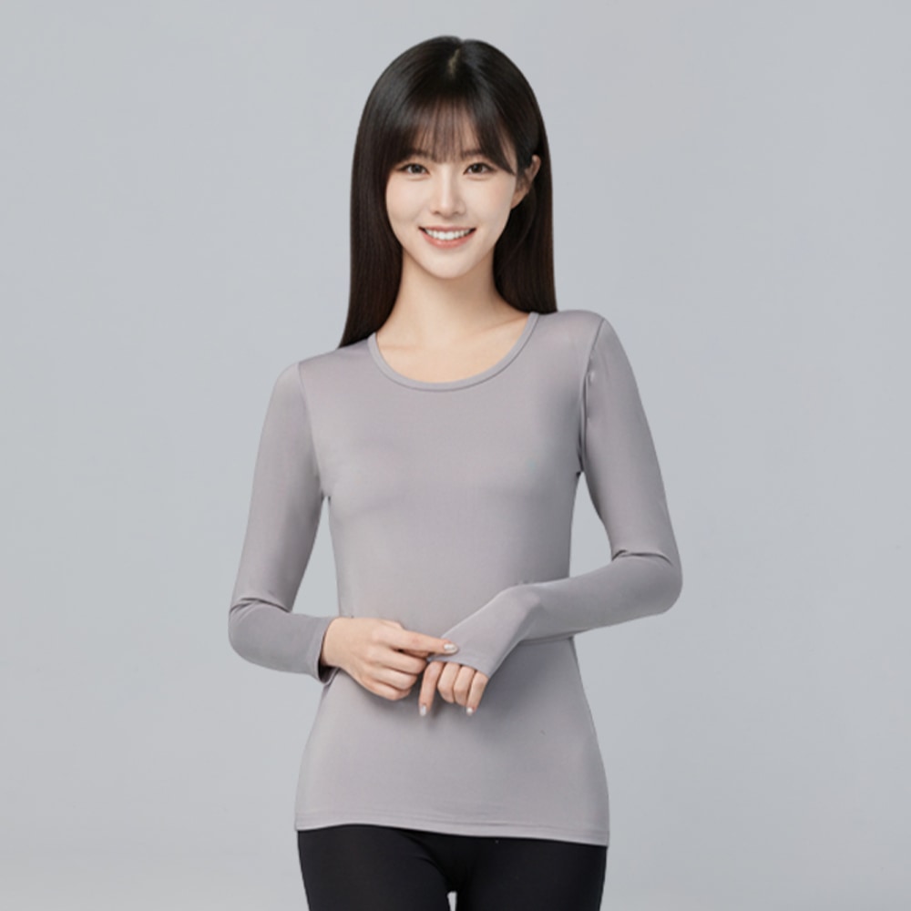 第5代溫灸刷毛圓領發熱衣(銀河灰 女S-2XL)