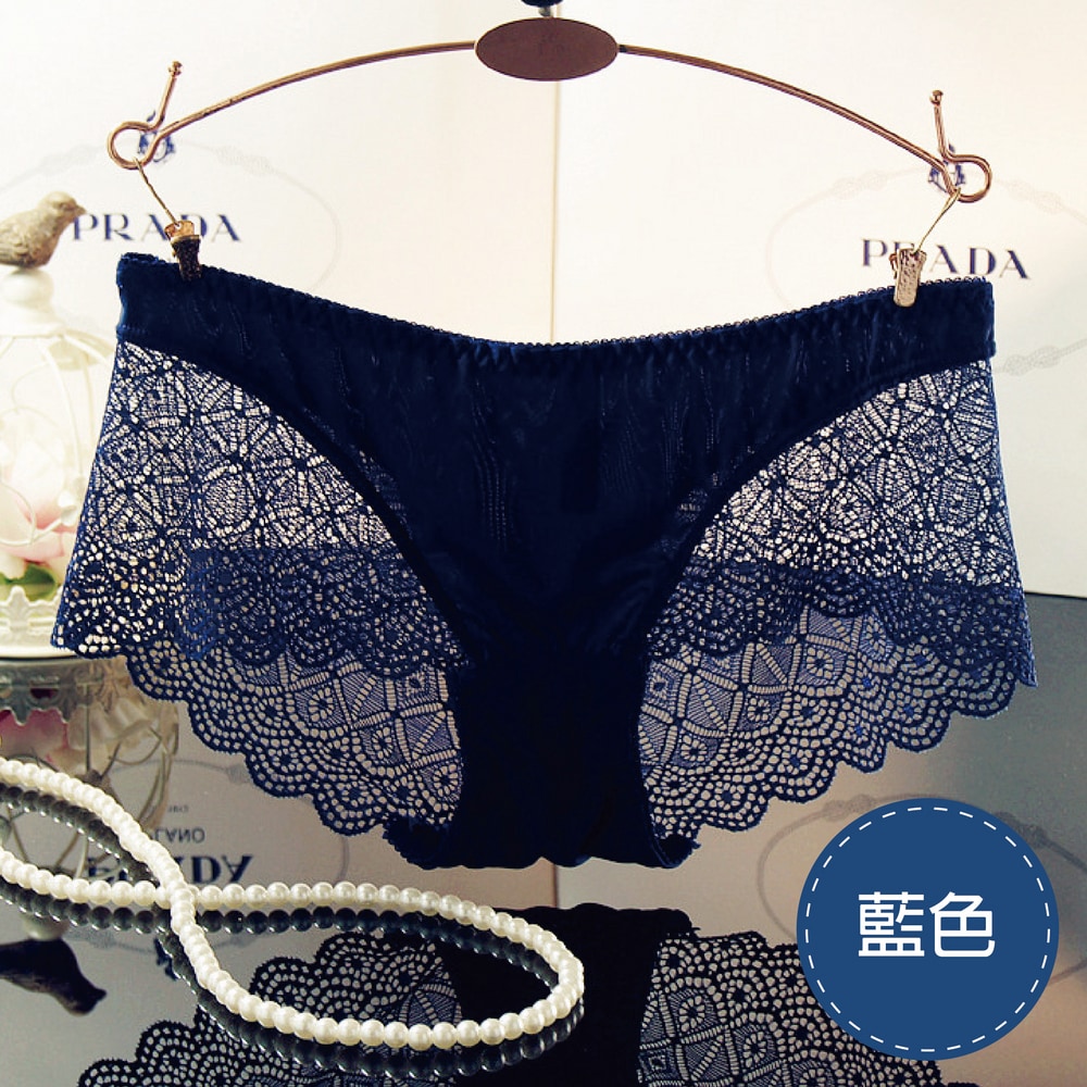 美型蕾絲包臀內褲(藍色 女F)