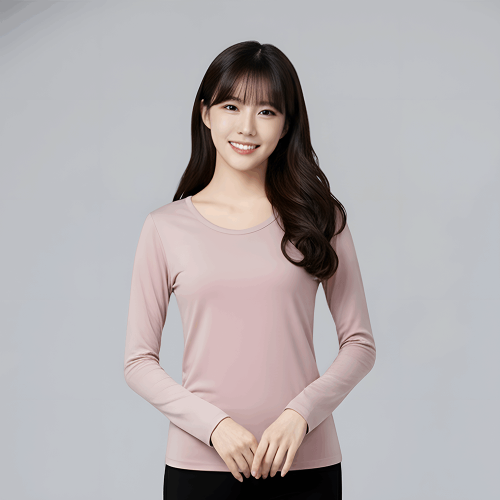 第5代溫灸刷毛圓領發熱衣(陶玫粉 女S-2XL)