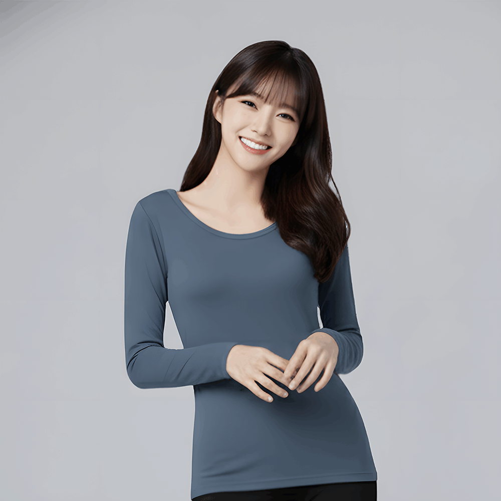 第5代溫灸刷毛圓領發熱衣(晨霧藍 女S-2XL)